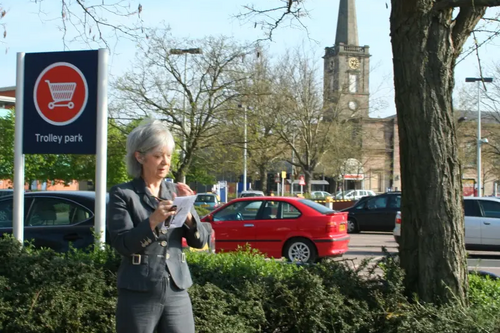 Mary at Saisbury's car park