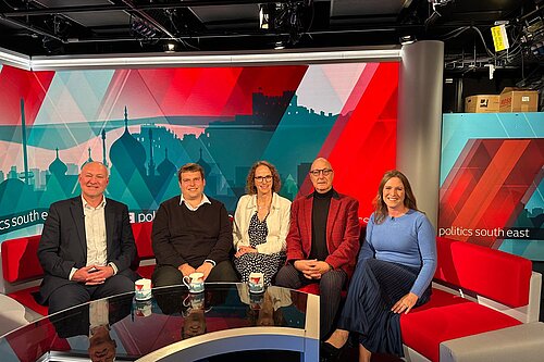 Alison on the set of BBC Politics South East