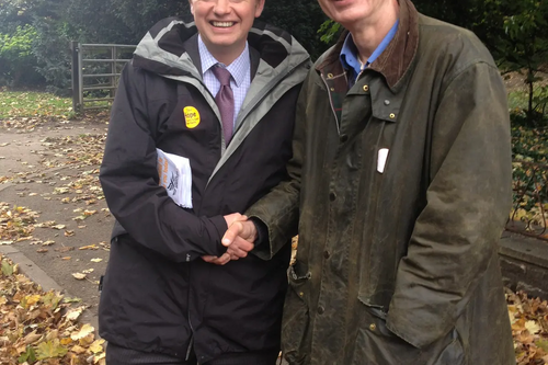 George on a campaign trail with Tim Farron