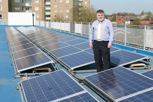 Mayor Dave Hodgson with Allhallows Car Park Solar Panels