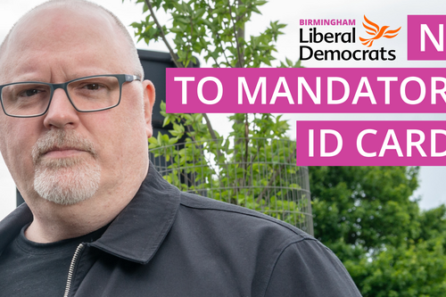 Picture of Lee Dargue with text overlaying reading "No to mandatory ID cards".
