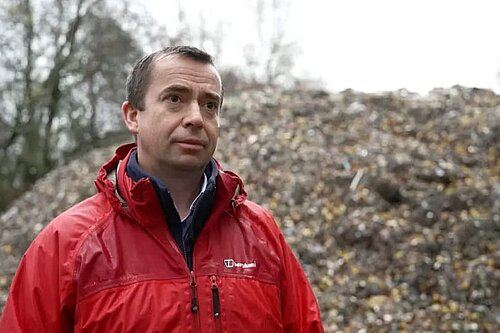 Calum Miller at the illegal waste dump