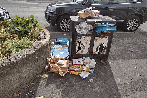 The overflowing Bin outside Hull Road Shops