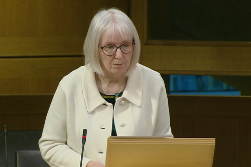 Beatrice Wishart MSP in the Scottish Parliament Chamber.