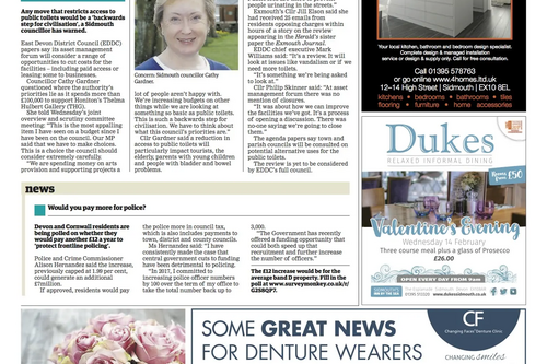 Sidmouth Herald article on public toilets