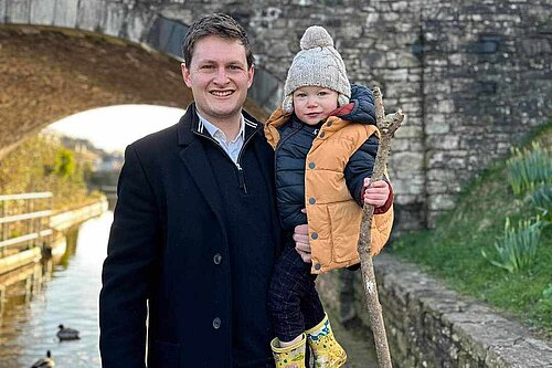 David Chadwick and his son infront of the Canal