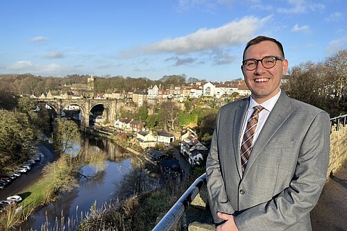 Tom Gordon stood overlooking the Nidd and Knaresborough viaduct