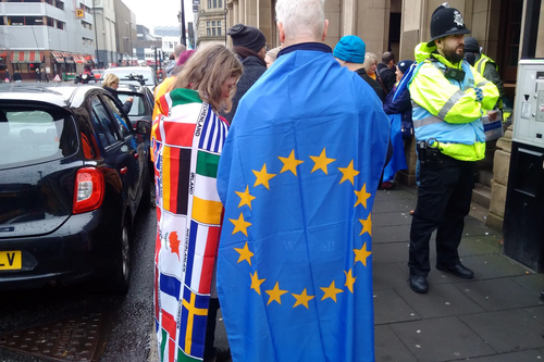 Pro EU demonstrators in Newcastle