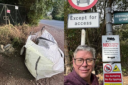 Councillor Simon Banks sorting out fly tipping