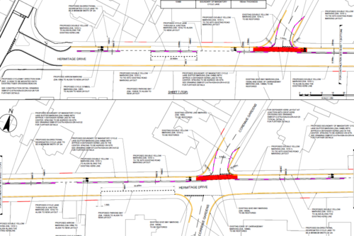 The latest Greenbank Quiet Route plans showing Hermitage Drive