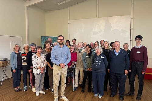 Freddie with campaigners at Sonning Common Village Hall