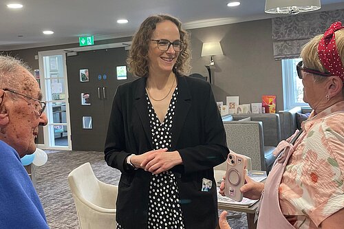 Alison talking to residents