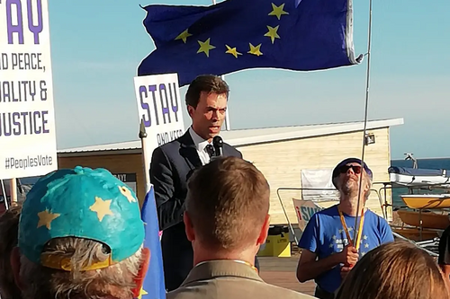 Tom Brake speaks at Broghton seafront rally