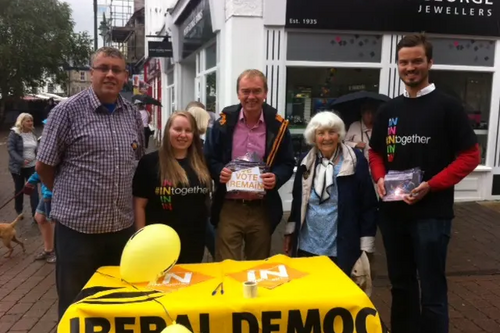 Tim at EU street stall in Kendal