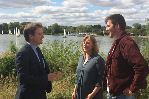 Henry Vann with Councillors Hilde Hendrickx and Jake Sampson at Priory Country Park