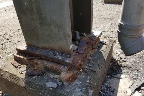 Army & Navy flyover support column with rust