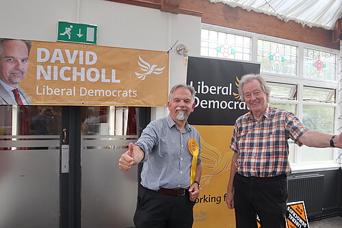 Dr David Nicholl and Former Health Secretary Stephen Dorrell campaigning in Bromsgrove