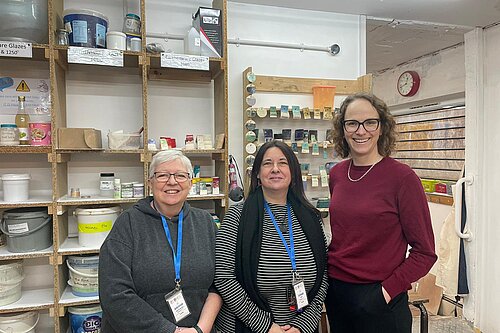 Alison and members of Burgess Hill Creative Community in their new home in Burgess Hill