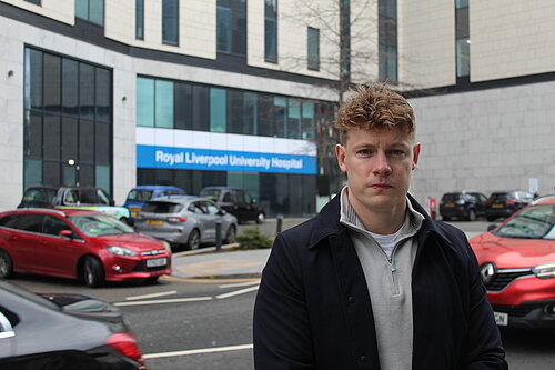 Cllr Carl Cashman outside Liverpool Royal