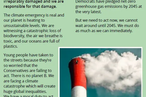 Penrith EA - Leaflet - Lib Dem's tackling climate change