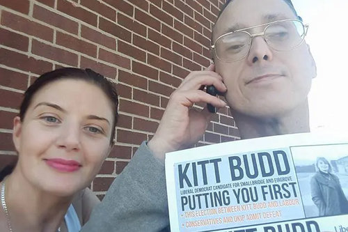 Reggie out campaigning with Kitt Budd