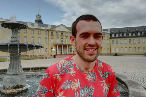 Lib Dem member Tom Sutherland outside Karlsruhe Palace