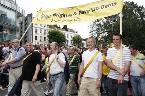 Lib Dem march at Brighton Pride