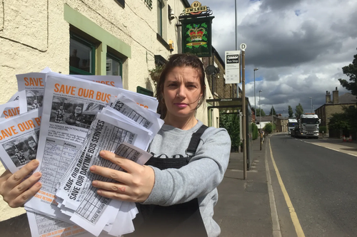Local transport campaigner Kitt Budd from Firgrove with hundreds of signatures on the petition on the 182 route