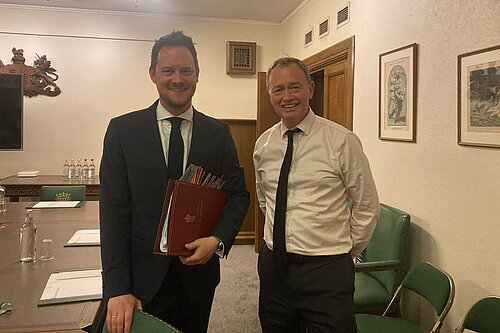 Tim with Minister Stephen Morgan