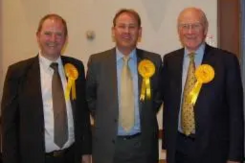 John Barnett with Sir Menzies Campbell MP and Iain Smith MSP