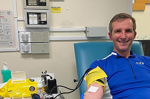 Liam McArthur donates blood