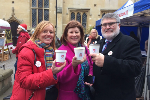Mayor Dave Hodgson, Emma Garrett and HM Lord Lieutenant Helen Nellis at the 2017 SoupFest