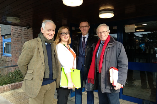 Lib Dem representatives at hearing into 500 homes in Hassocks