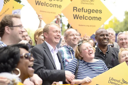 Tim Farron refugee demo