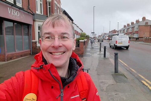 Mark and the site where the phone box used to stand