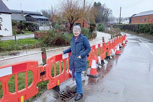 A flooded Shropshire road