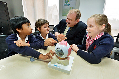 Ed Davey with School Children in Class