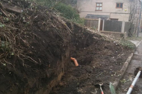 Excavation work at Bull Hill, Darwen