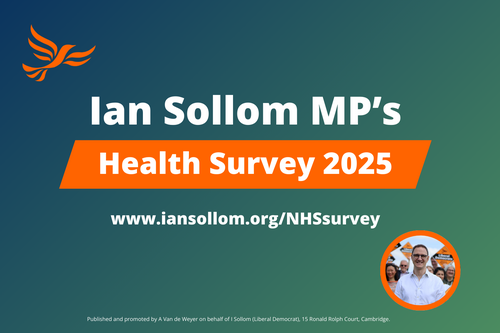 A graphic saying "Ian Sollom MP's Health Survey 2025" with a link to the survey