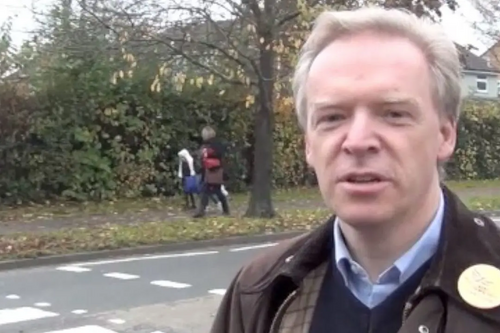 Stephen Robinson campaigning for 'lollipop' crossing patrol
