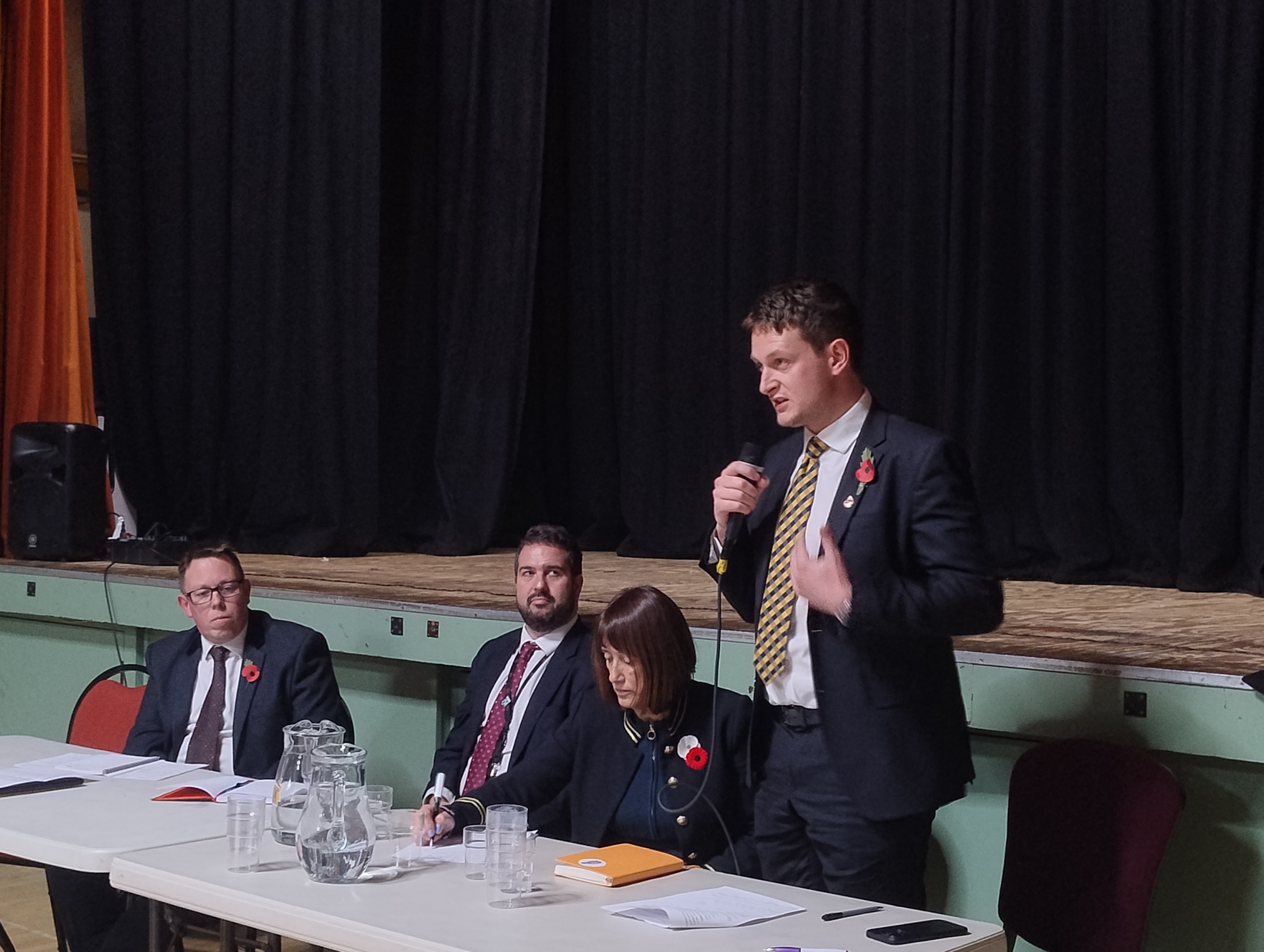 David Chadwick MP addressing a public meeting on the line
